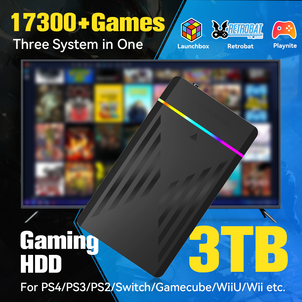 Retro Gaming N64 - 3 TB Taşınabilir Oyun HDD LaunchBox/Retrobat/Playnite